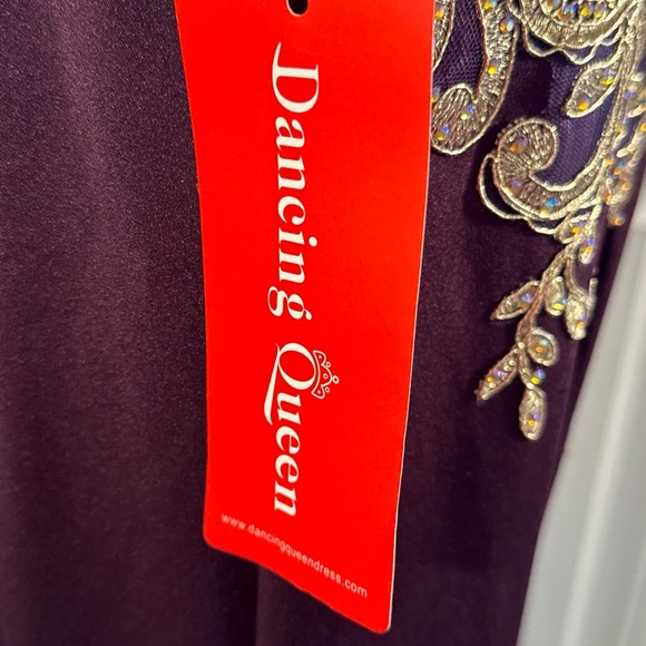 Dancing Queen Purple and Gold Embellished Halter Gown - Picture 15 of 16